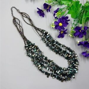 Genuine Abalone Shell Bead Multi Strand Vintage Necklace